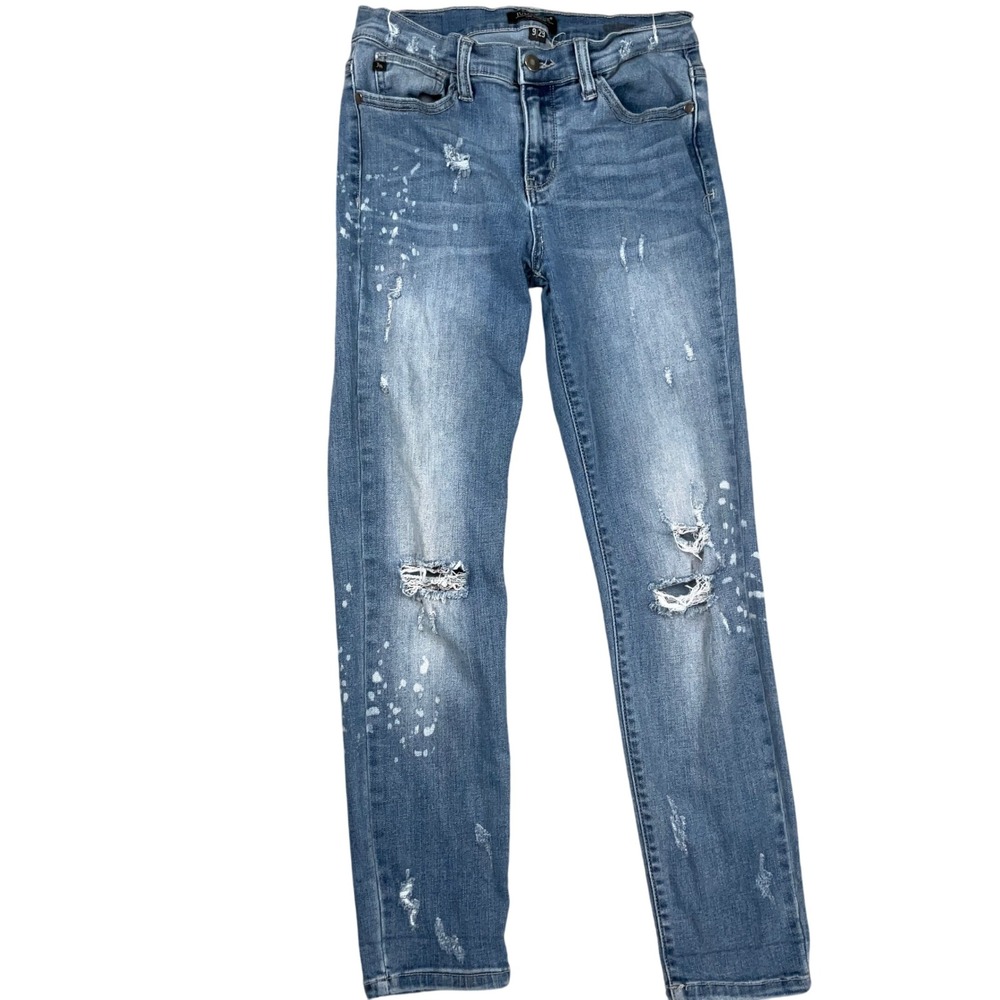 Judy Blue Jeans Women 9/29 Blue JB8273MD Distressed Ripped Splatter‎ Boho Y2K